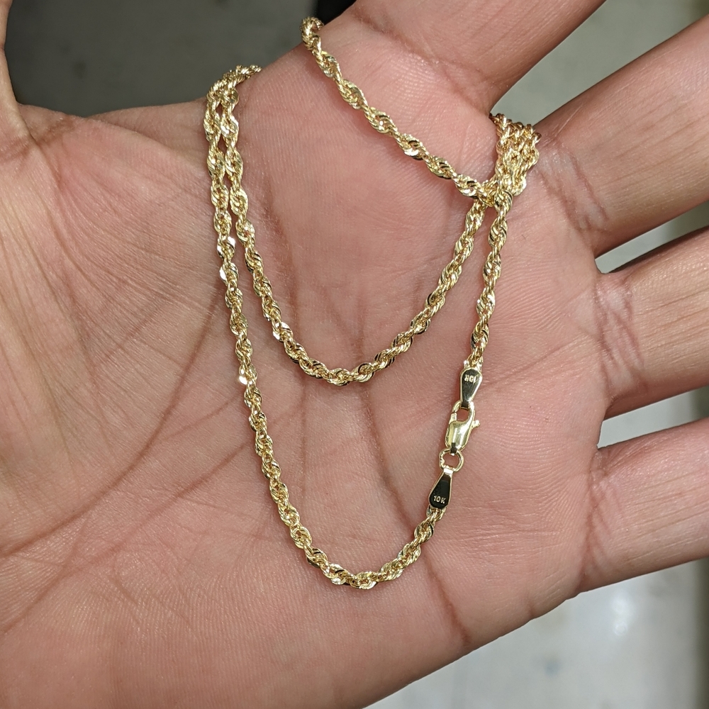 10kt Real Gold Rope Chain 2mm 16 Inches - Picture 2 of 8